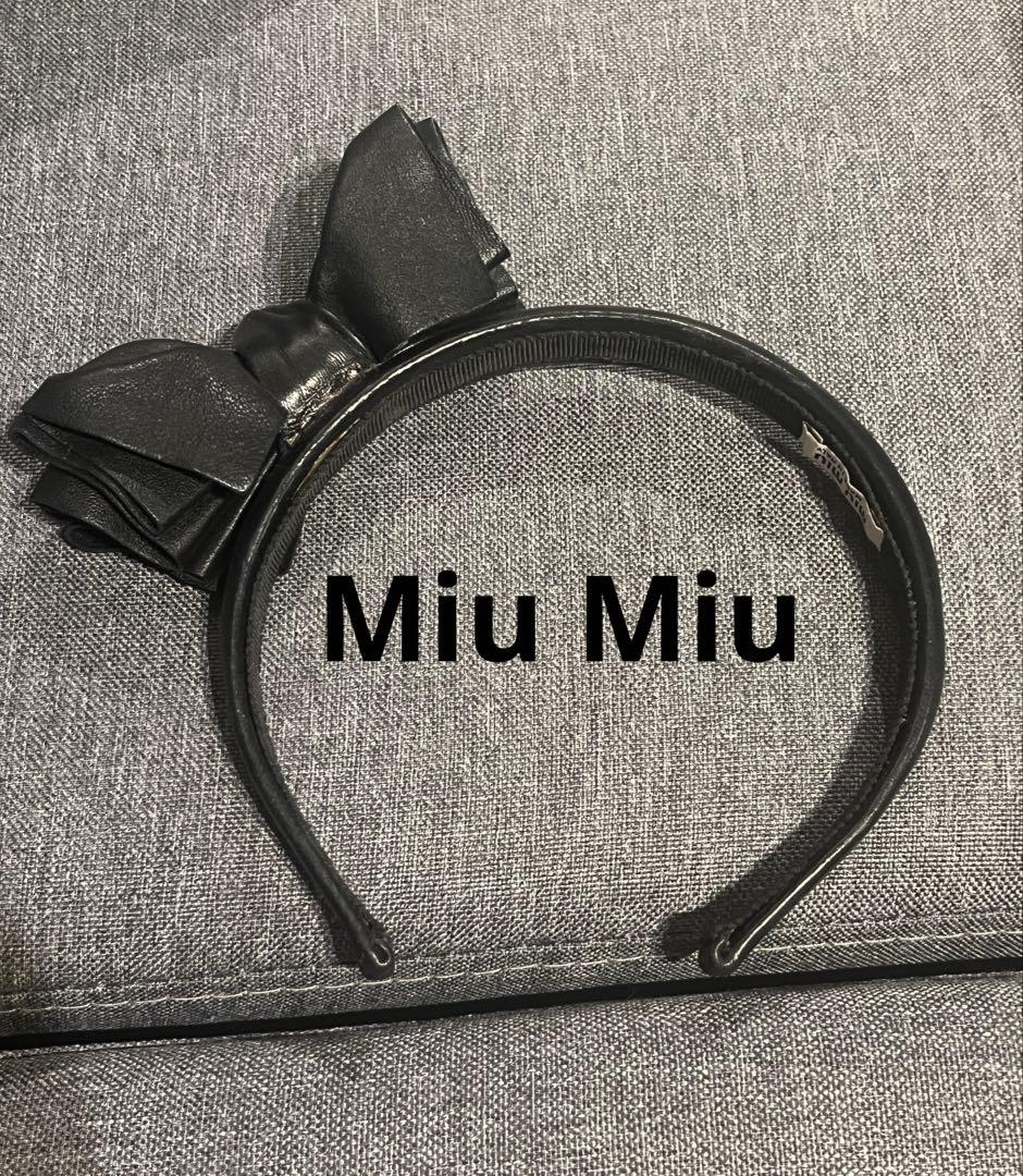 Miu Miuミュウミュウリボンカチューシャ ブラック
