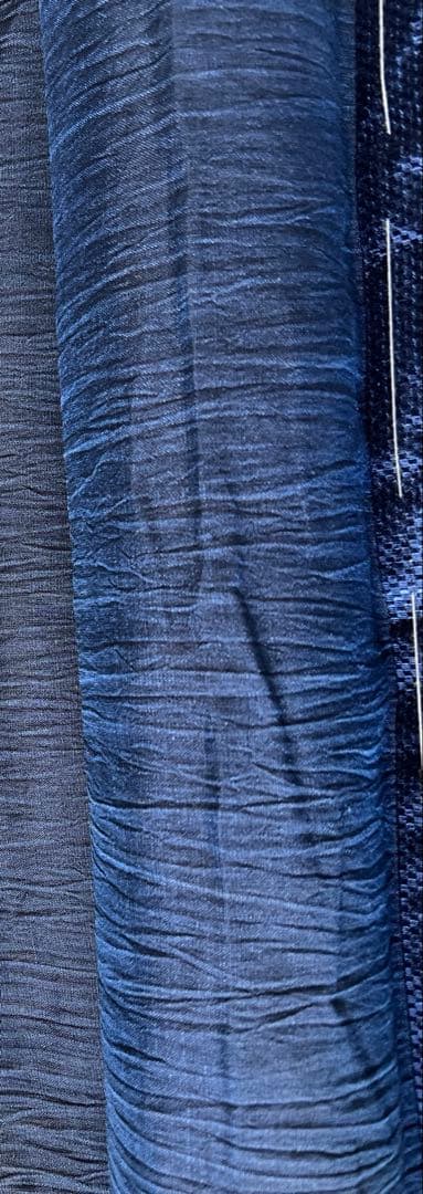 【新品未使用】　小千谷ちぢみ 反物 濃紺色 麻　キングサイズ