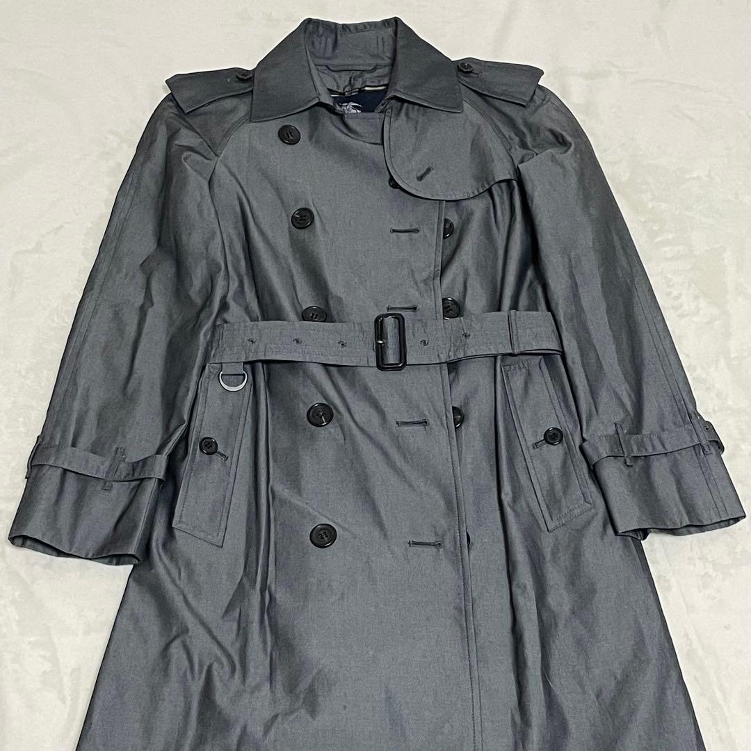 BURBERRY LONDON 希少 グレー ロング丈 ノバチェック ベルト付