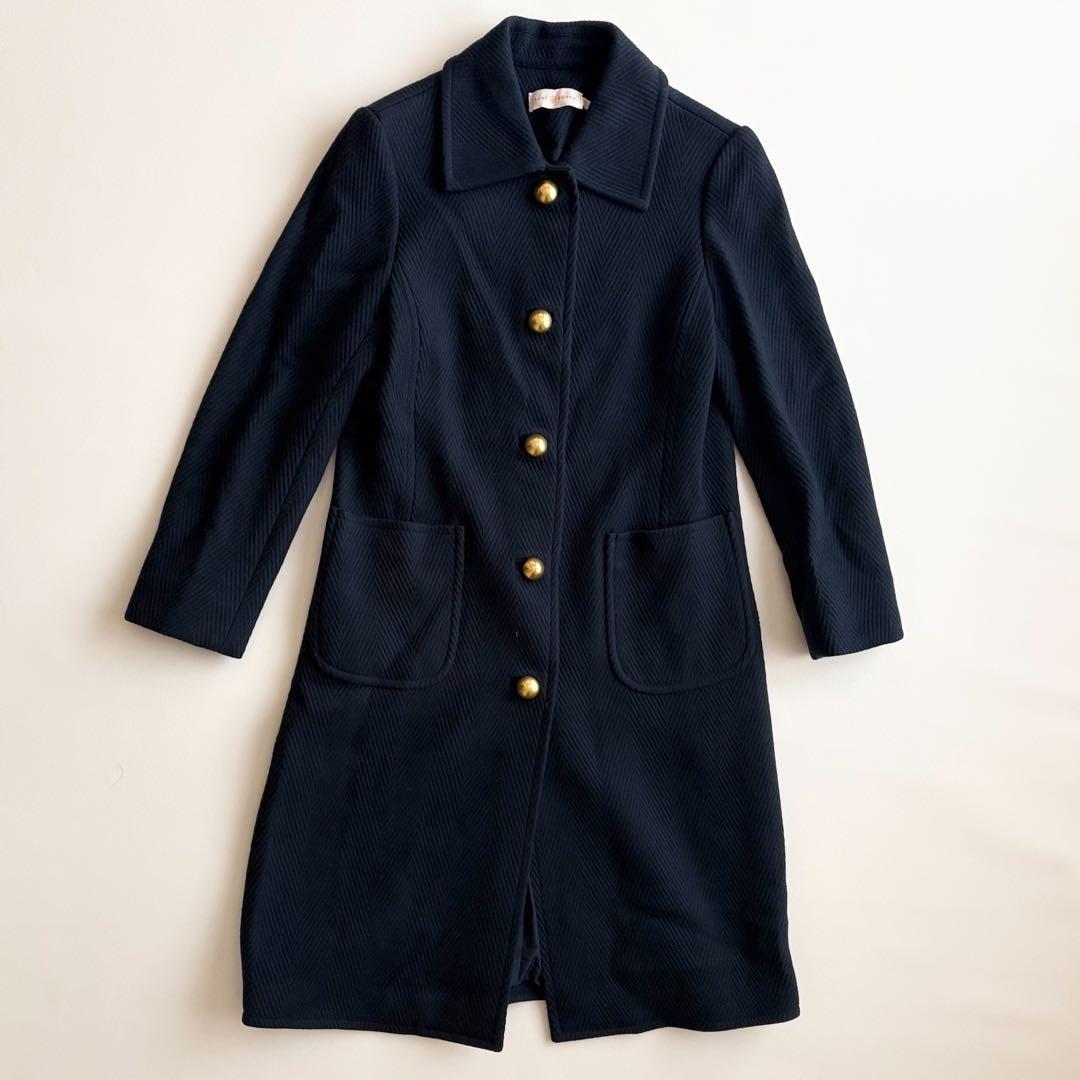 美品✨トリーバーチ ウールコート ネイビー 金ボタン ロング丈