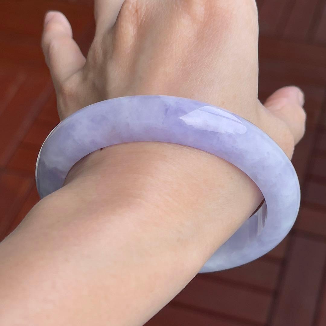 コレクション級！超希少ラベンダーカラー59.5cmミャンマー産天然本翡翠バングル