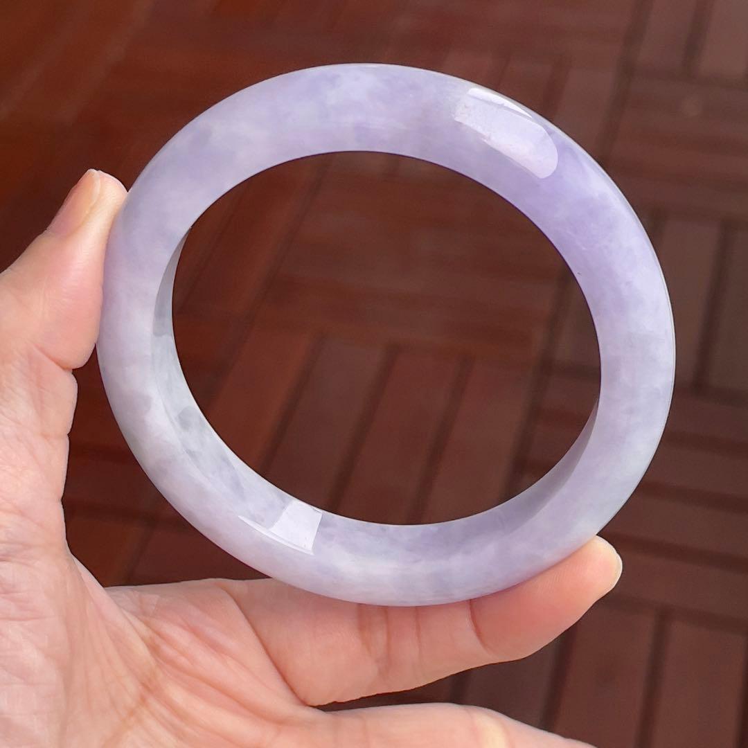 コレクション級！超希少ラベンダーカラー59.5cmミャンマー産天然本翡翠バングル