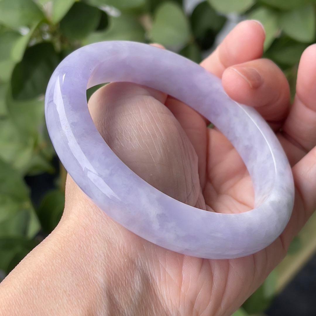 コレクション級！超希少ラベンダーカラー59.5cmミャンマー産天然本翡翠バングル