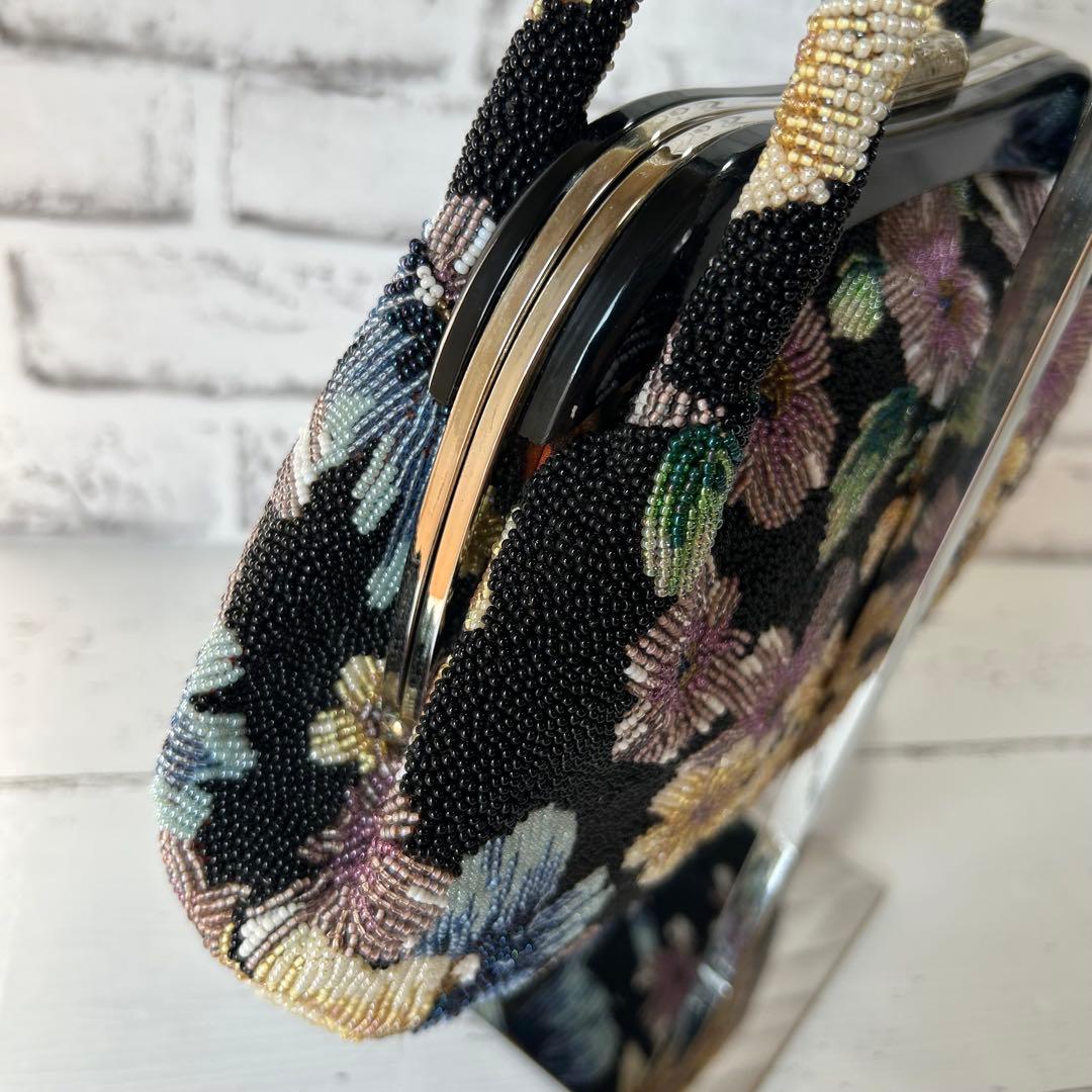 ビーズバック レトロ 花柄 和装 洋装 小物 ハンドバッグ 総柄 フォーマル