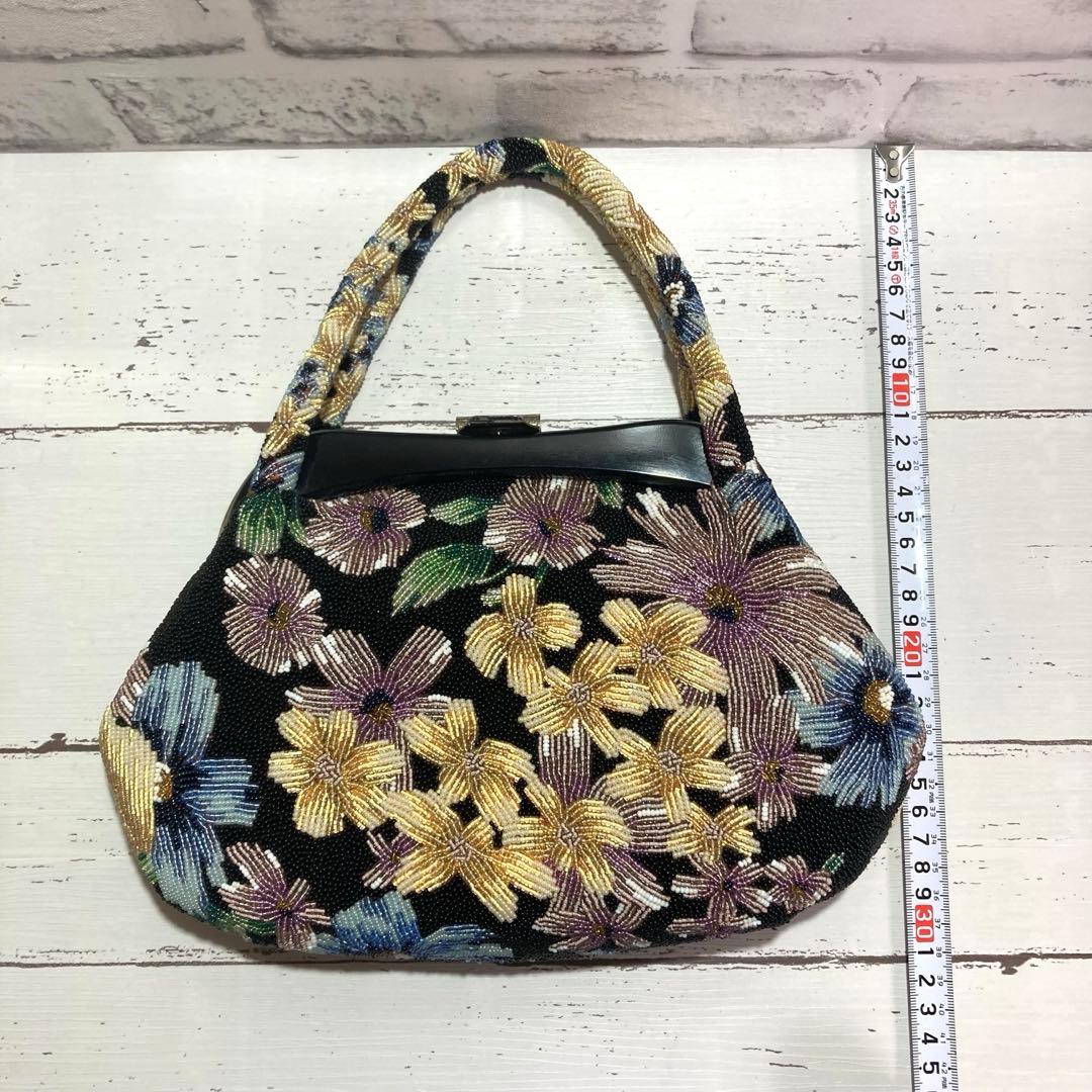 ビーズバック レトロ 花柄 和装 洋装 小物 ハンドバッグ 総柄 フォーマル