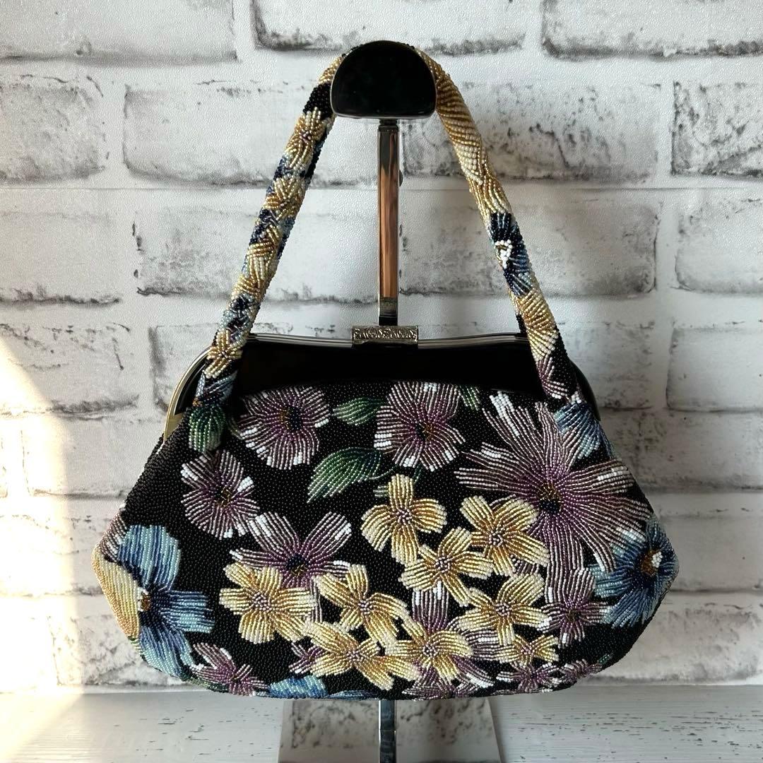 ビーズバック レトロ 花柄 和装 洋装 小物 ハンドバッグ 総柄 フォーマル