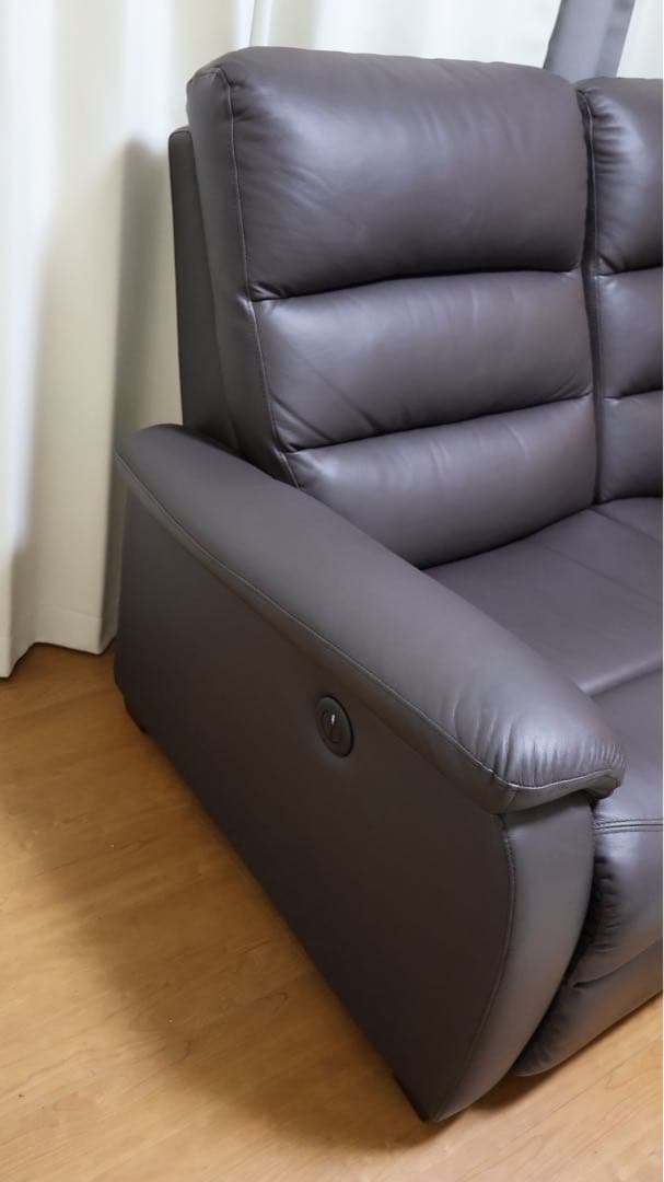 【美品】2人掛け電動リクライニングソファ　Nビリーバ　ダークブラウン　革