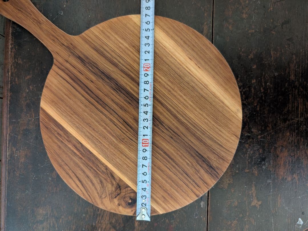 木製（チーク材) 円形サービングボード 持ち手付き　6枚まとめて