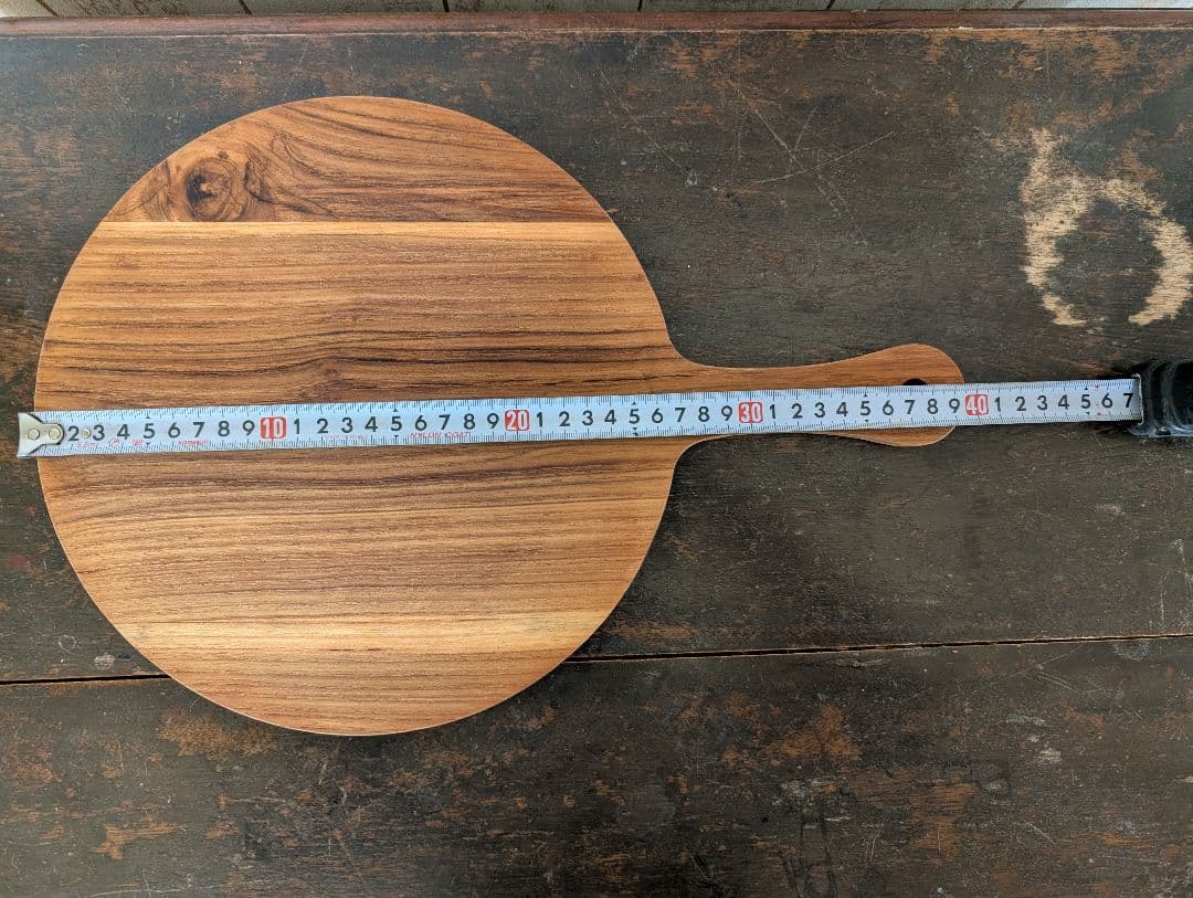 木製（チーク材) 円形サービングボード 持ち手付き　6枚まとめて