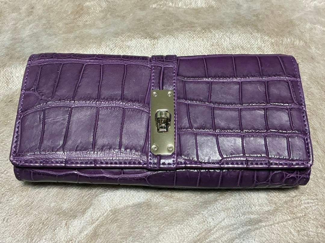 CROIXクロコダイルレザー長財布☆パープル紫☆クロワロワイヤル