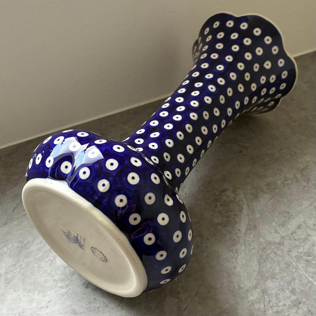 【新品•希少】ポーランド陶器 MANUFAKTURA 花瓶 高さ30cm ドット