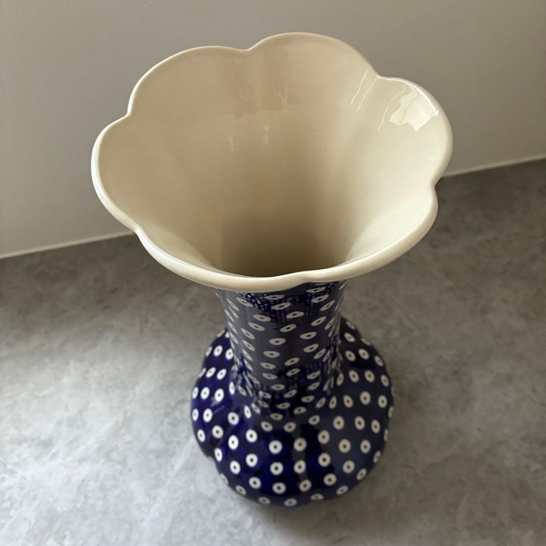 【新品•希少】ポーランド陶器 MANUFAKTURA 花瓶 高さ30cm ドット