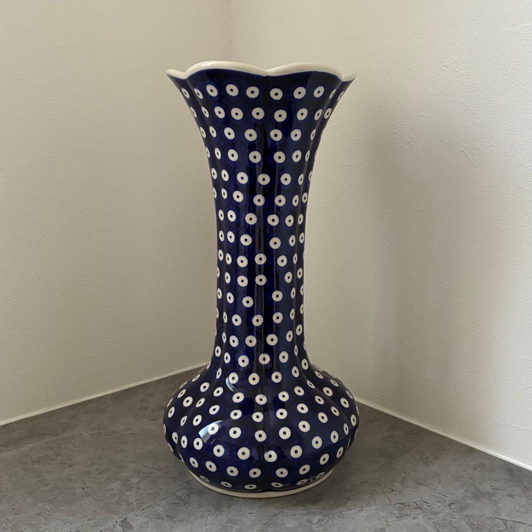 【新品•希少】ポーランド陶器 MANUFAKTURA 花瓶 高さ30cm ドット