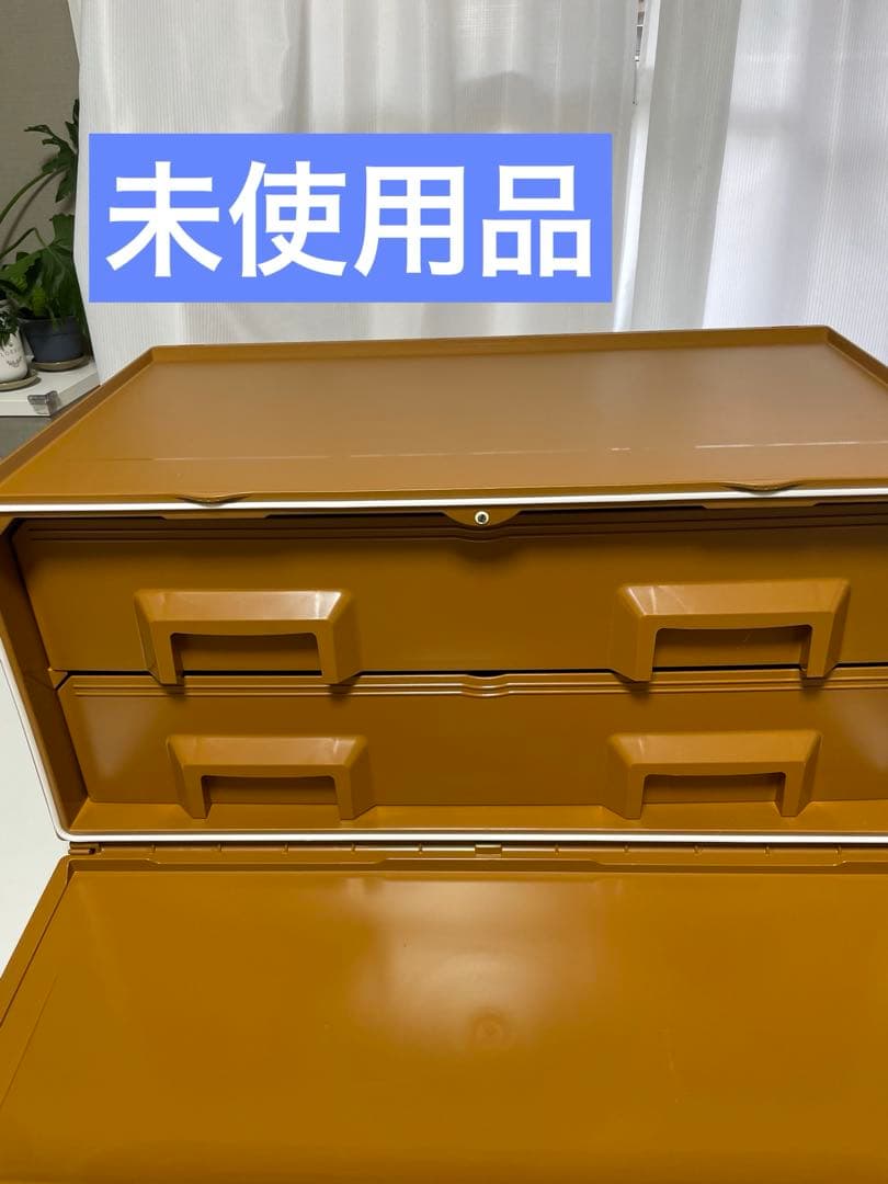 タッパーウェア スーパーチェストワイド　セピアカラー（引き出し2段）