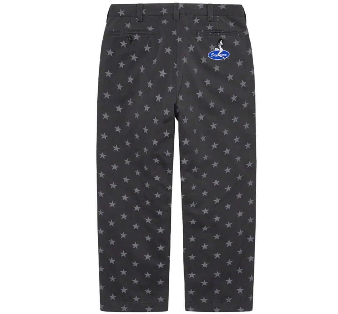 g*l様 supreme チノパン　ブラック　星　スター　ピンナップ　ガール　ワ