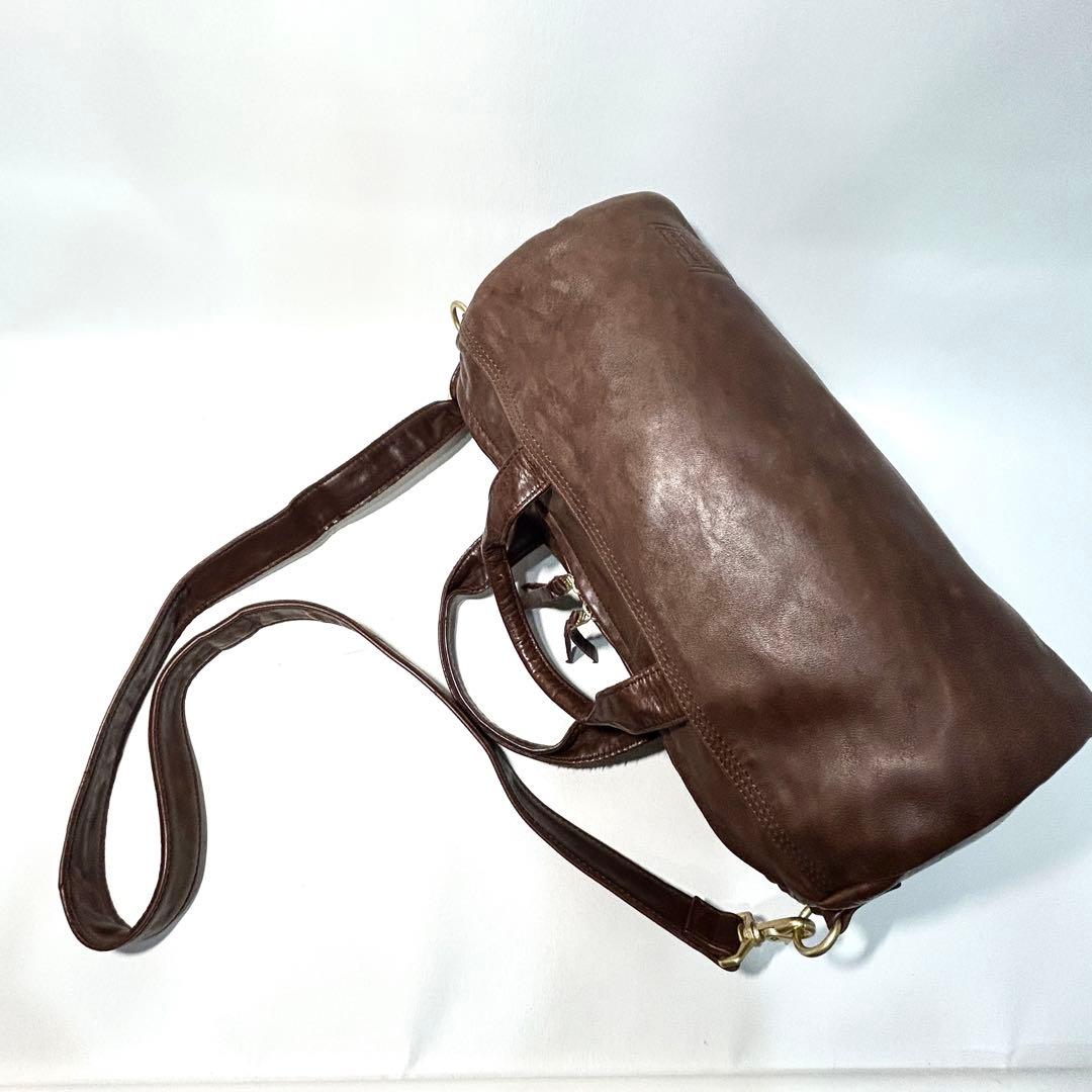 美品✨PORTER ポーター フランク 2WAY レザー ボストンバッグ S 茶