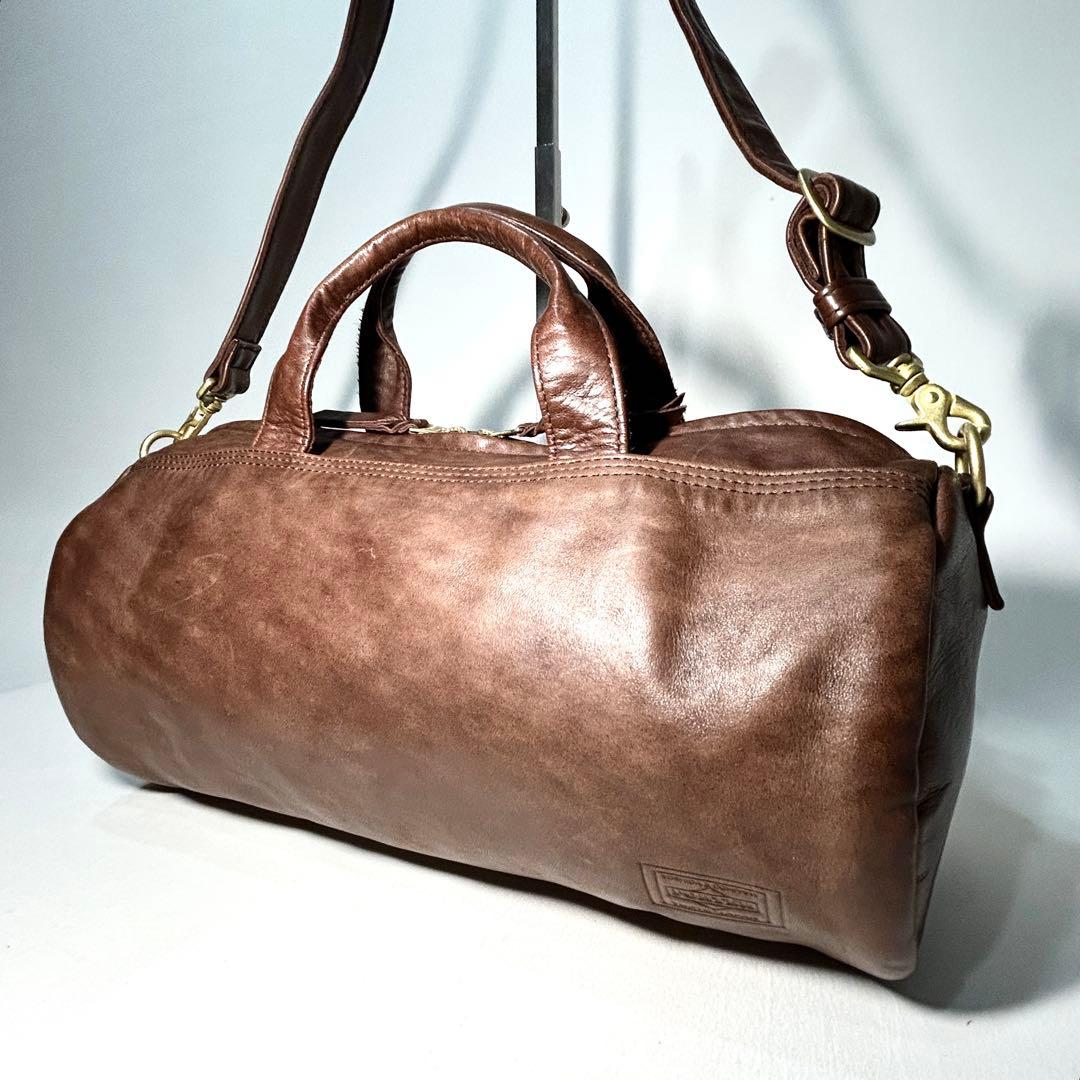 美品✨PORTER ポーター フランク 2WAY レザー ボストンバッグ S 茶