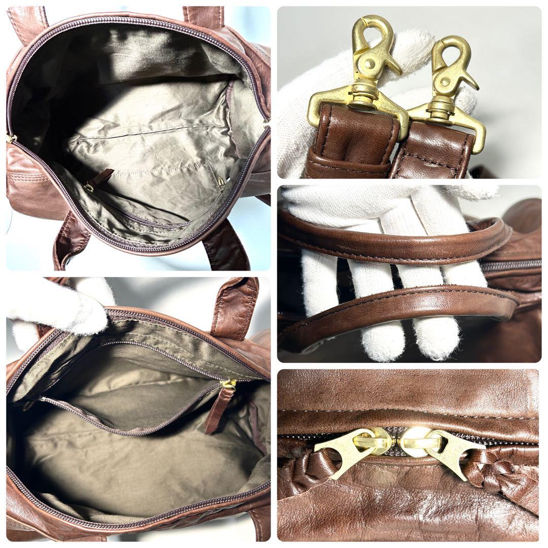 美品✨PORTER ポーター フランク 2WAY レザー ボストンバッグ S 茶