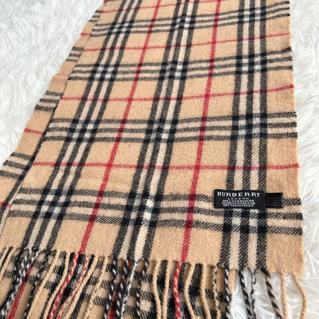 Burberry カシミヤ100マフラー ノバチェック ベージュ イングランド製