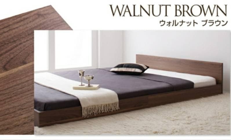 セミダブル シンプルデザイン フロアベッド ローベッド ウォルナットブラウン