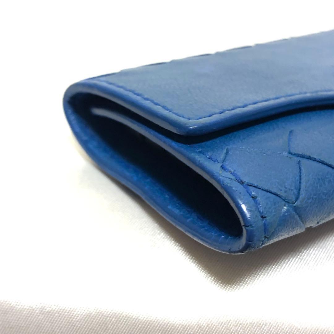 ボッテガ ヴェネタ　キーケース　イントレチャート　ラムレザー　サファイアブルー