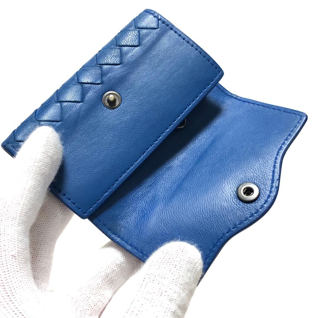 ボッテガ ヴェネタ　キーケース　イントレチャート　ラムレザー　サファイアブルー