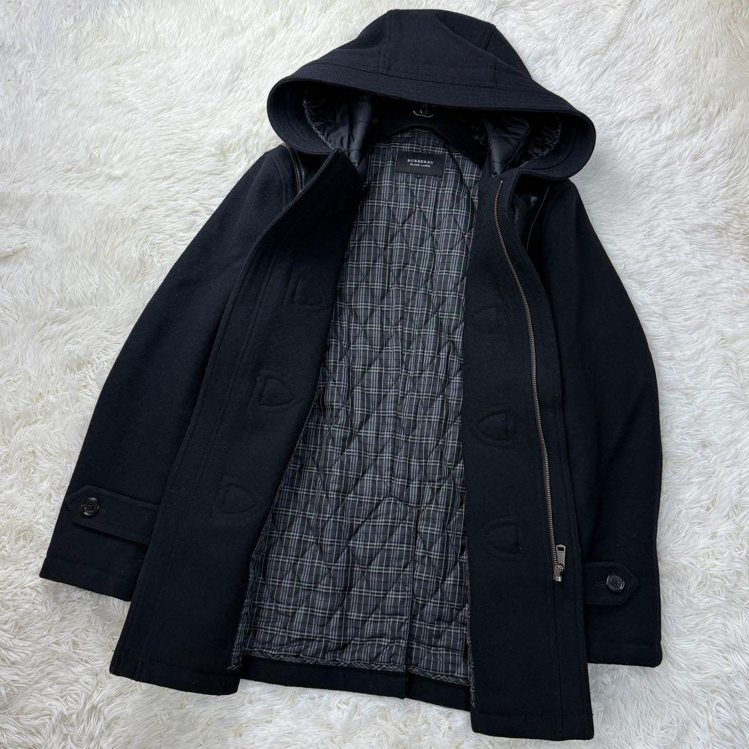 美品♡L♡バーバリー ノバチェック ホースロゴ 切り替えレザー ダッフルコート