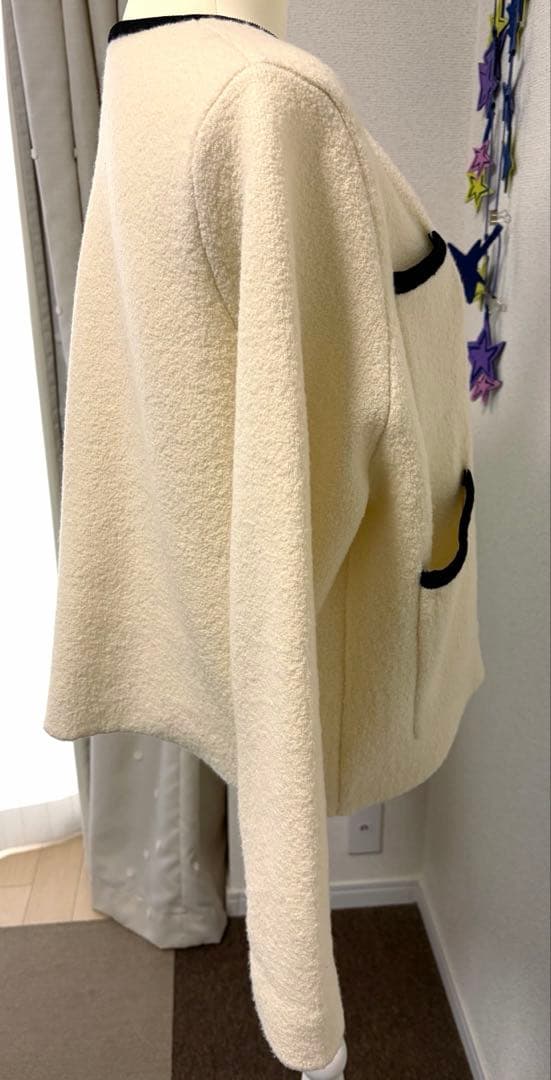 Ballsey ウールナイロンブークレー フロントオープンカーディガン