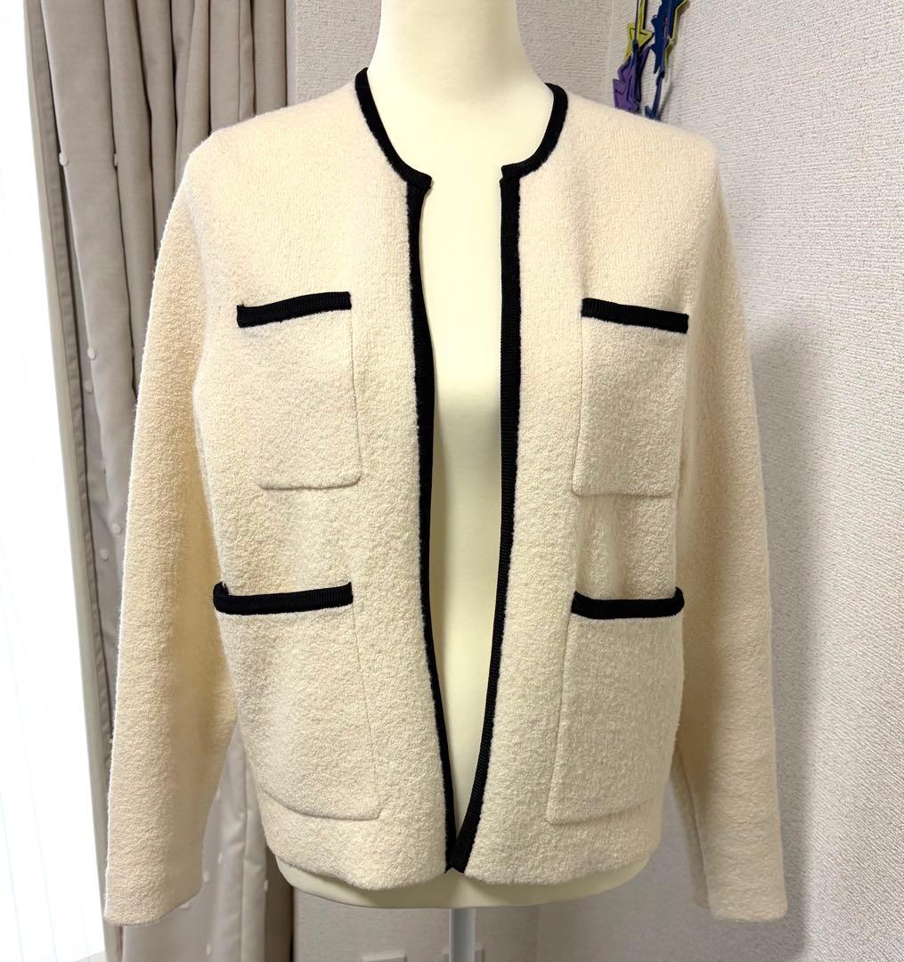 Ballsey ウールナイロンブークレー フロントオープンカーディガン