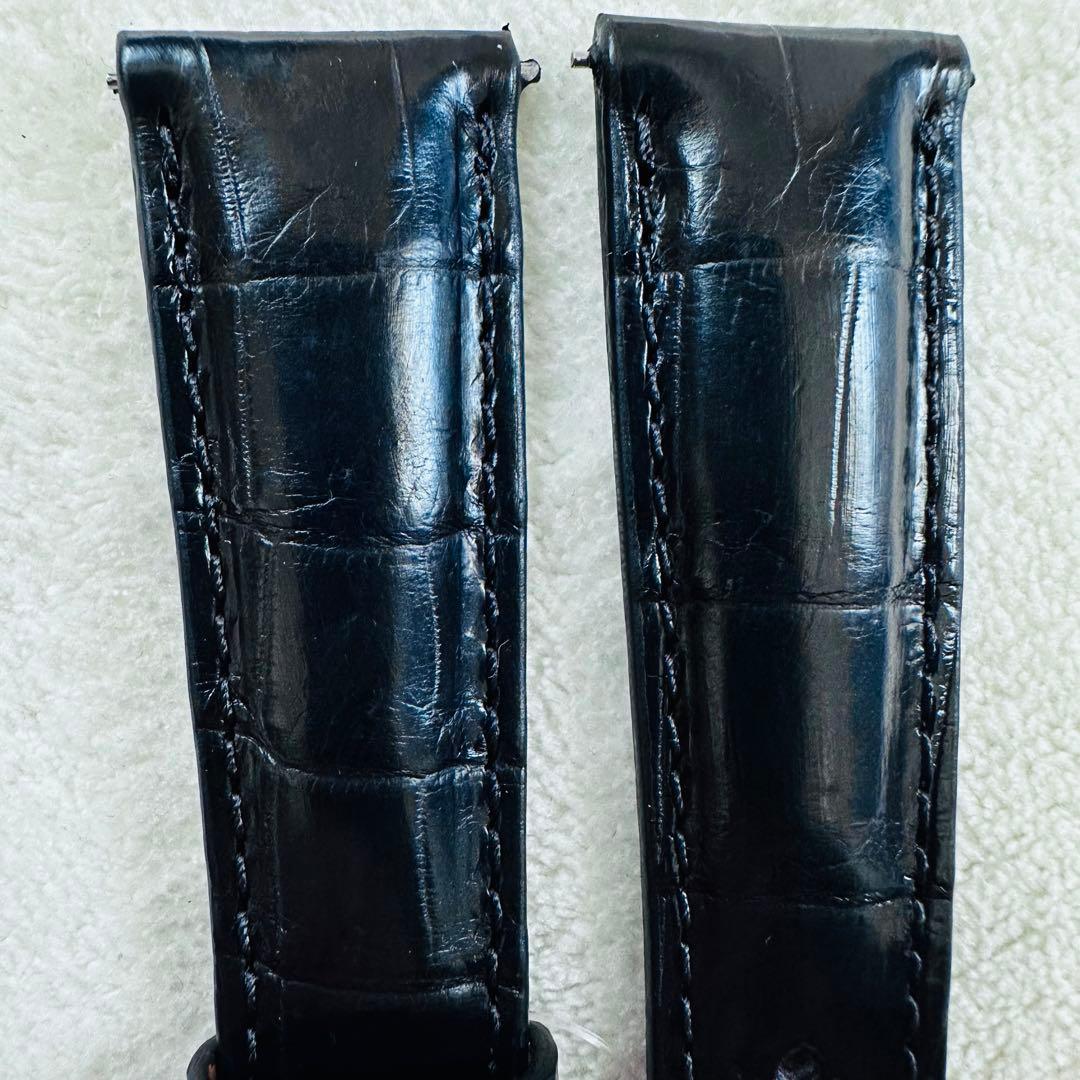 6005#20mm-16mmブラック★本物クロコダイルベルト★スイス製