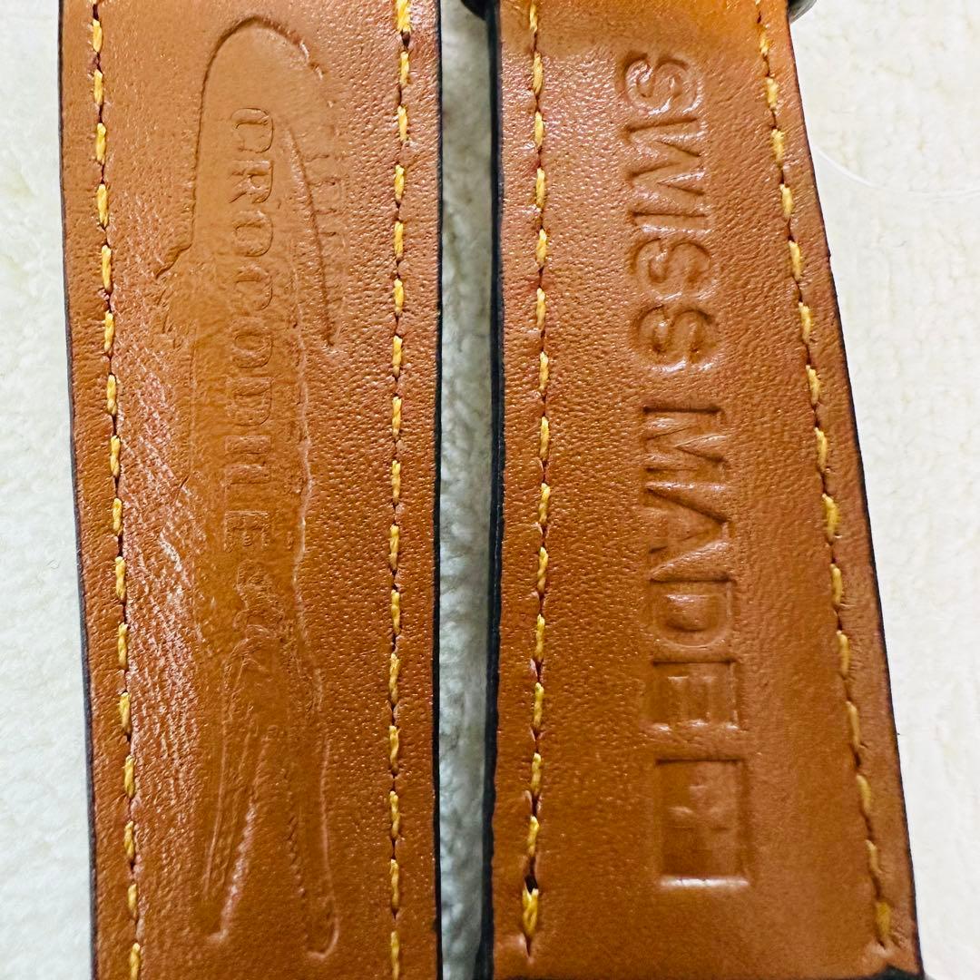 6005#20mm-16mmブラック★本物クロコダイルベルト★スイス製