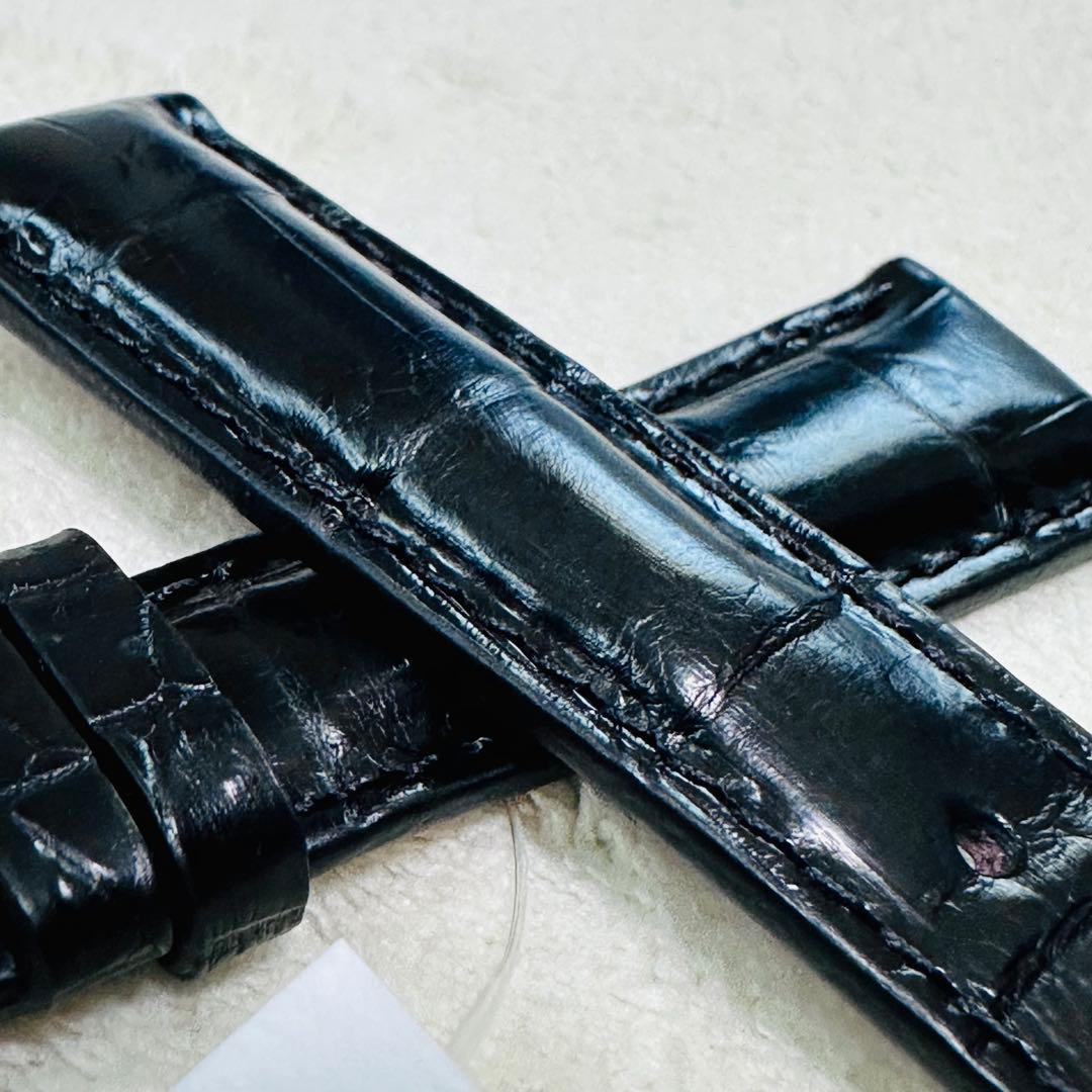 6005#20mm-16mmブラック★本物クロコダイルベルト★スイス製