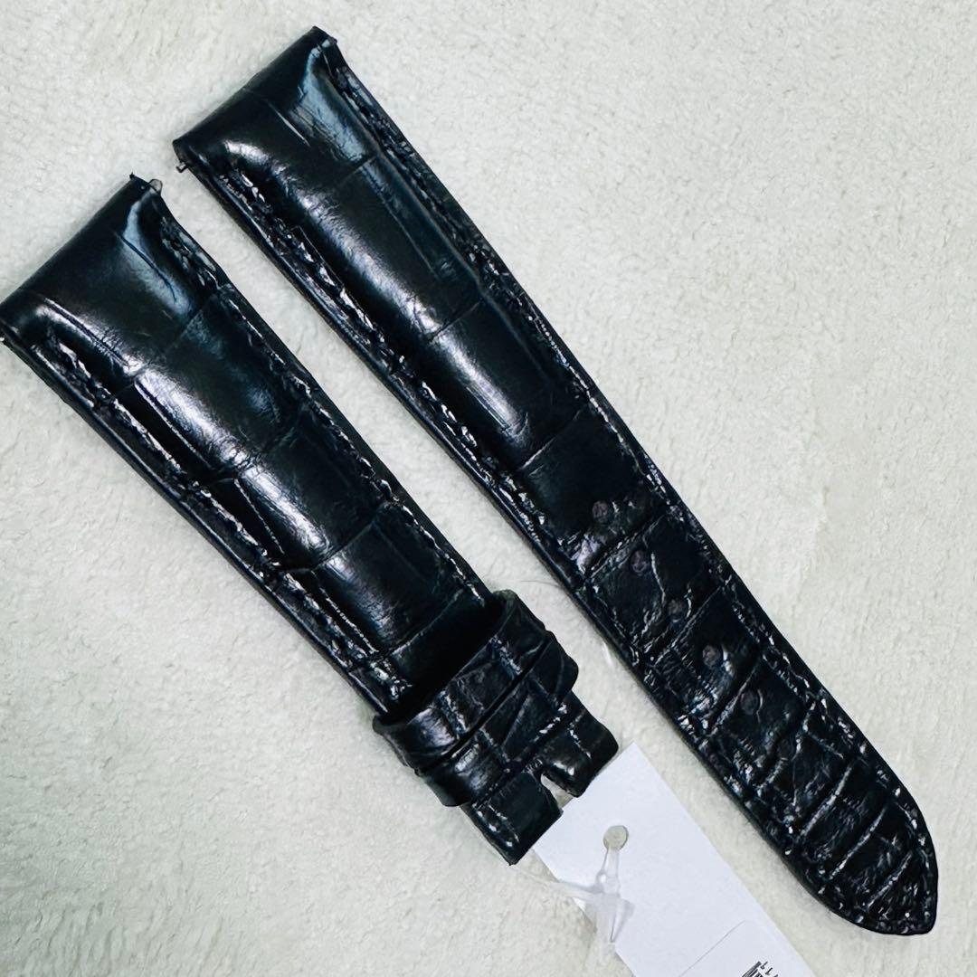 6005#20mm-16mmブラック★本物クロコダイルベルト★スイス製