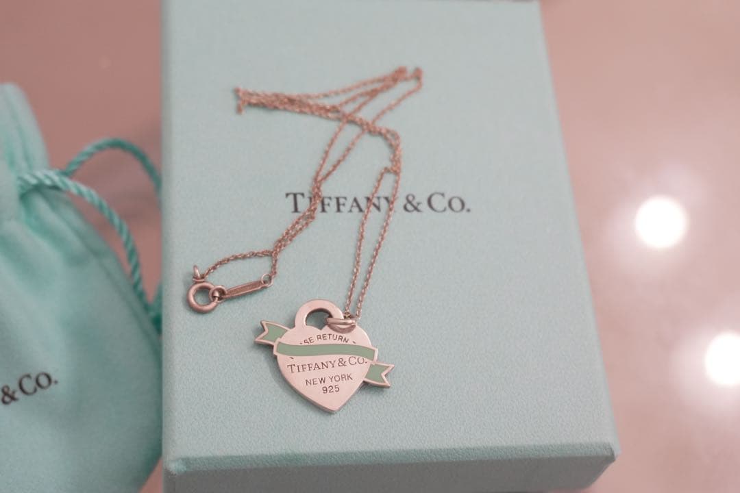 希少品 ティファニーリターントゥ ハートタグ リボン ブルーエナメルネックレス