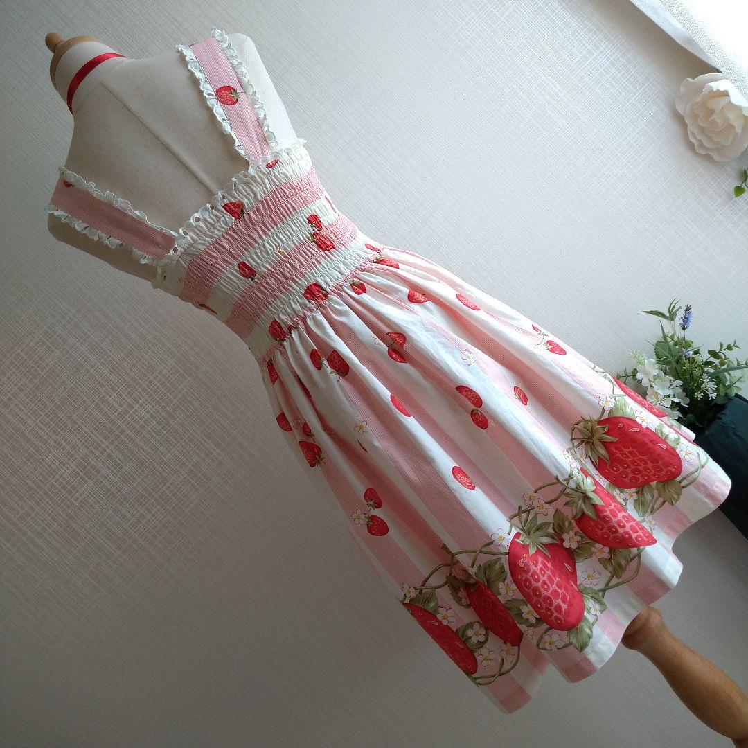 エミリーテンプル いちご ひざ丈ワンピース キャミソール ピンク 赤 160