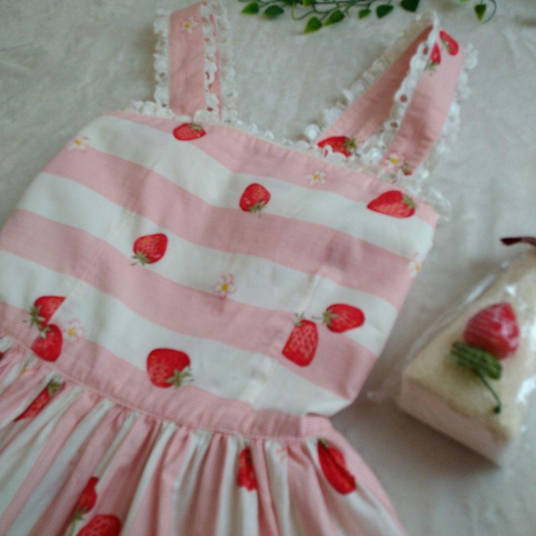 エミリーテンプル いちご ひざ丈ワンピース キャミソール ピンク 赤 160