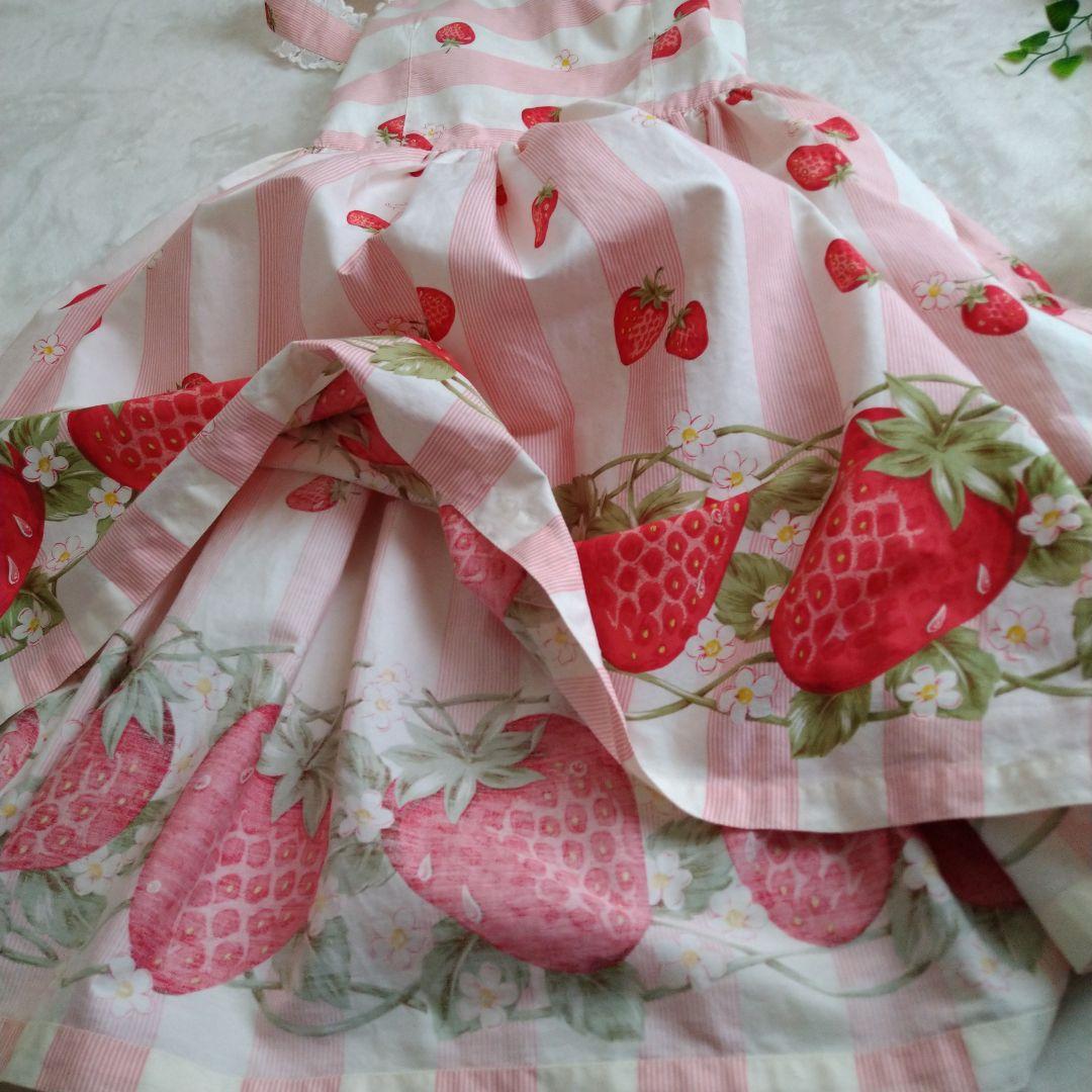 エミリーテンプル いちご ひざ丈ワンピース キャミソール ピンク 赤 160