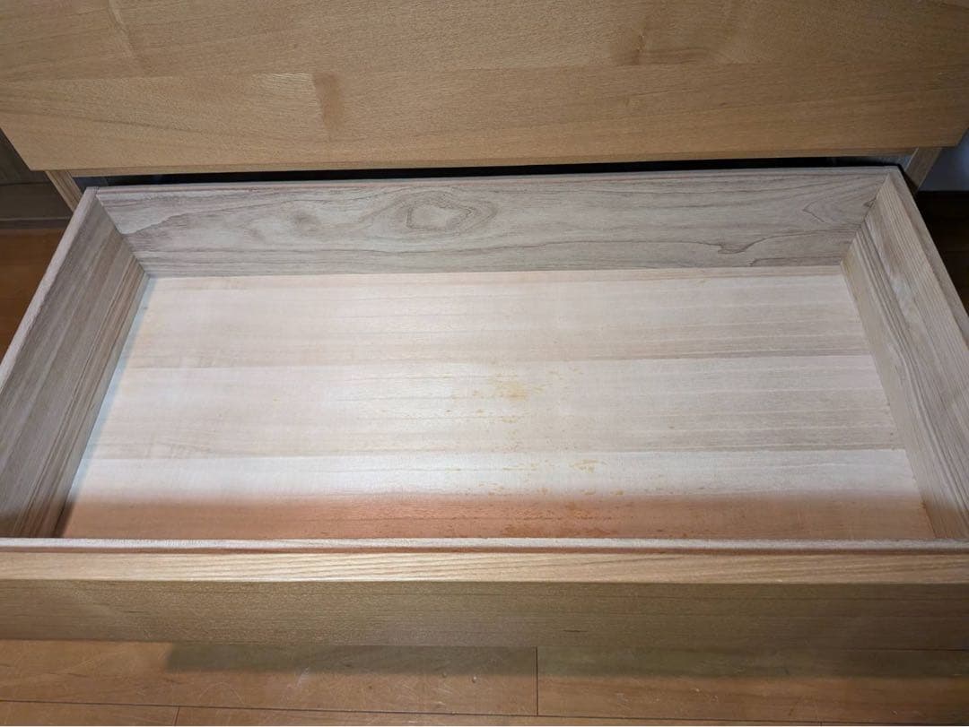 ■送料込■無印 木製チェスト タモ材 4段ワイド 衣類収納 廃盤 タンス 棚