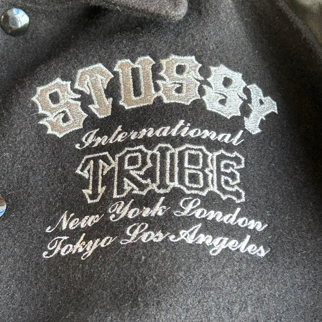 古*郎様 90s〜 USA製 Stussy TRIBE 刺繍 スタジャン ブラッ
