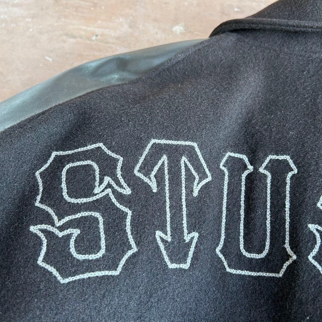 古*郎様 90s〜 USA製 Stussy TRIBE 刺繍 スタジャン ブラッ