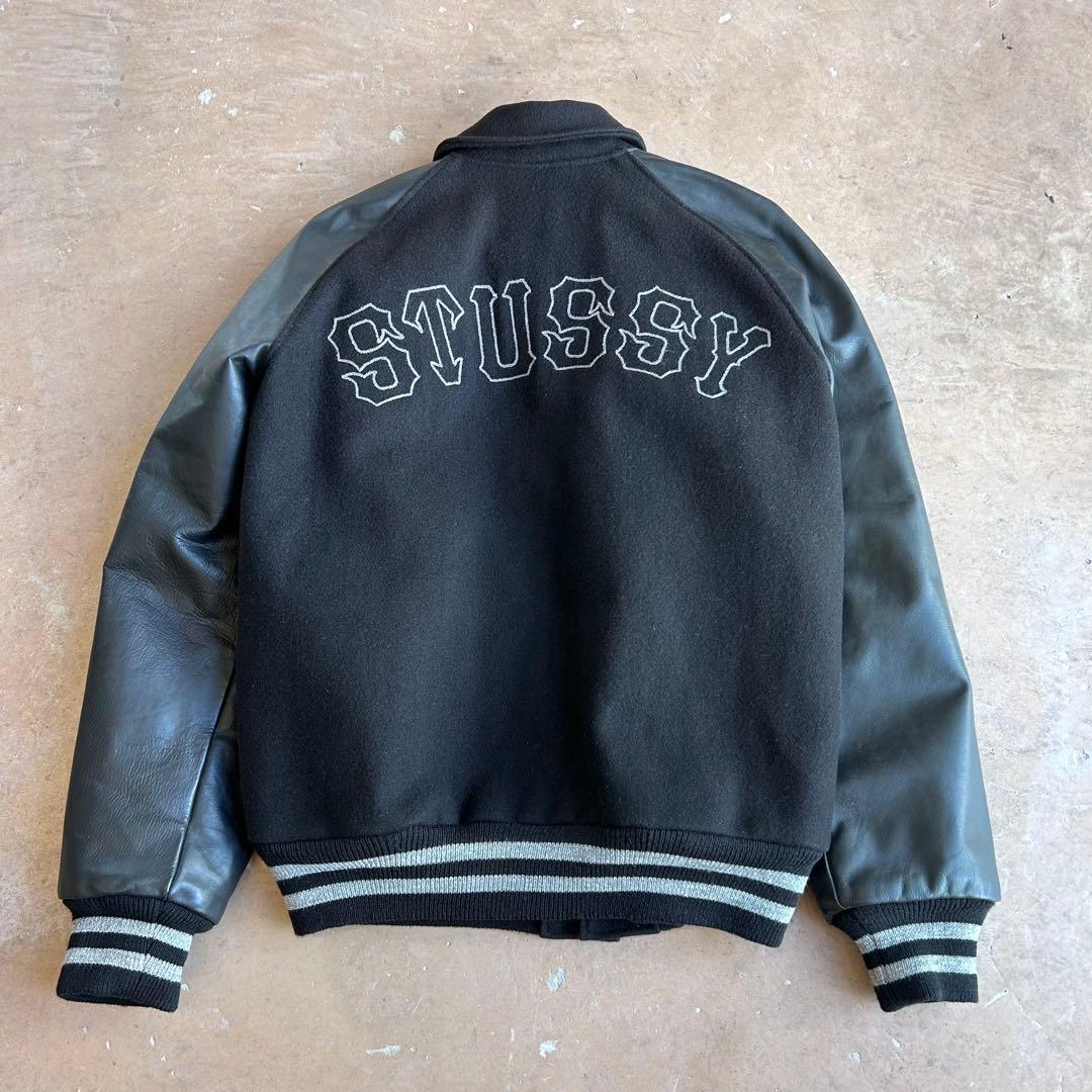 古*郎様 90s〜 USA製 Stussy TRIBE 刺繍 スタジャン ブラッ