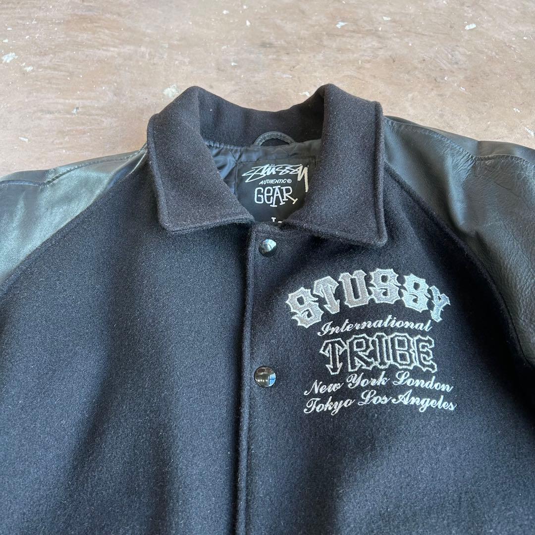 古*郎様 90s〜 USA製 Stussy TRIBE 刺繍 スタジャン ブラッ