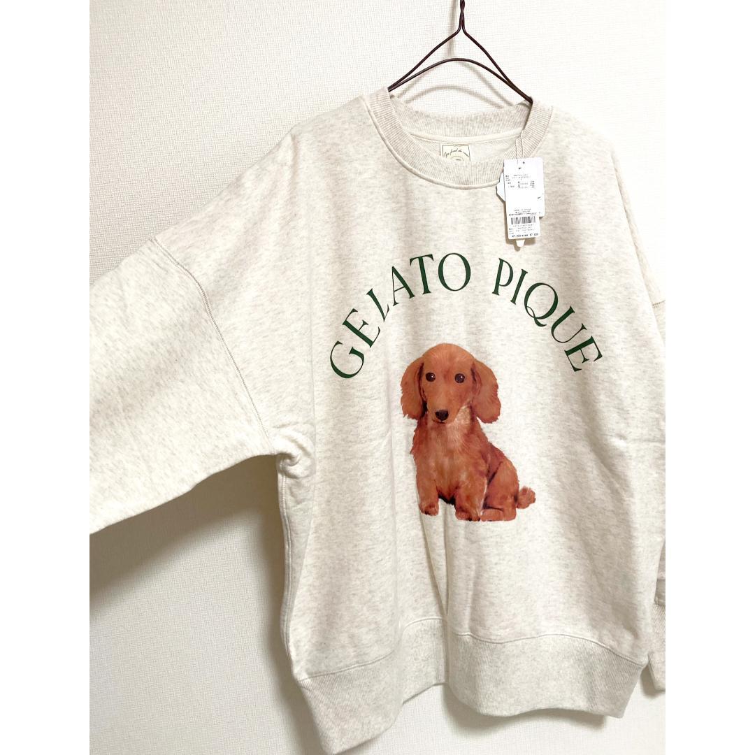 gelato pique 新品 DOG柄 ワンポイント 裏毛プルオーバー