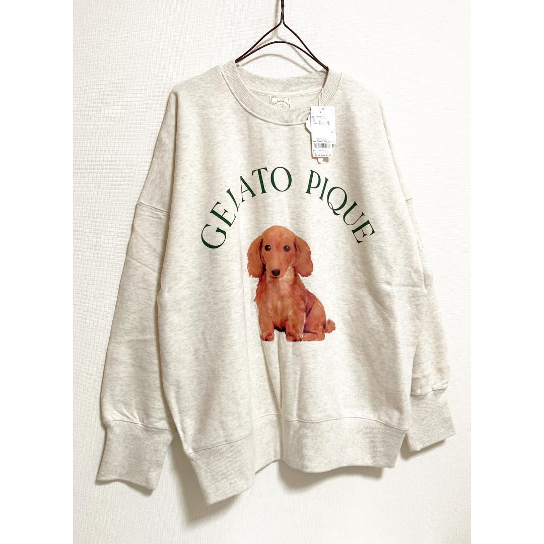 gelato pique 新品 DOG柄 ワンポイント 裏毛プルオーバー