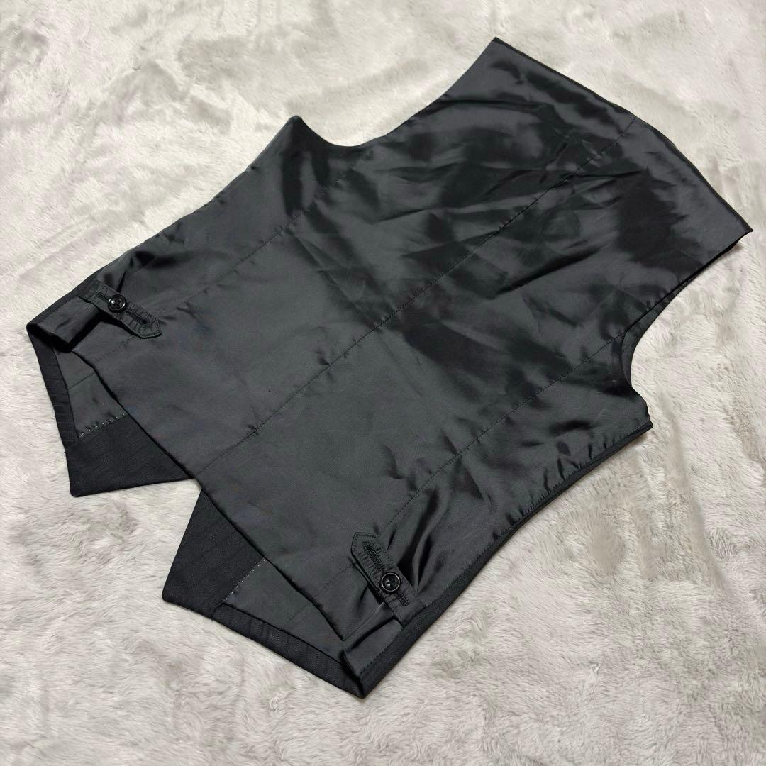 スーツセレクト 3ピース セットアップ スーツ 上下 黒 Y4 ストライプ 光沢