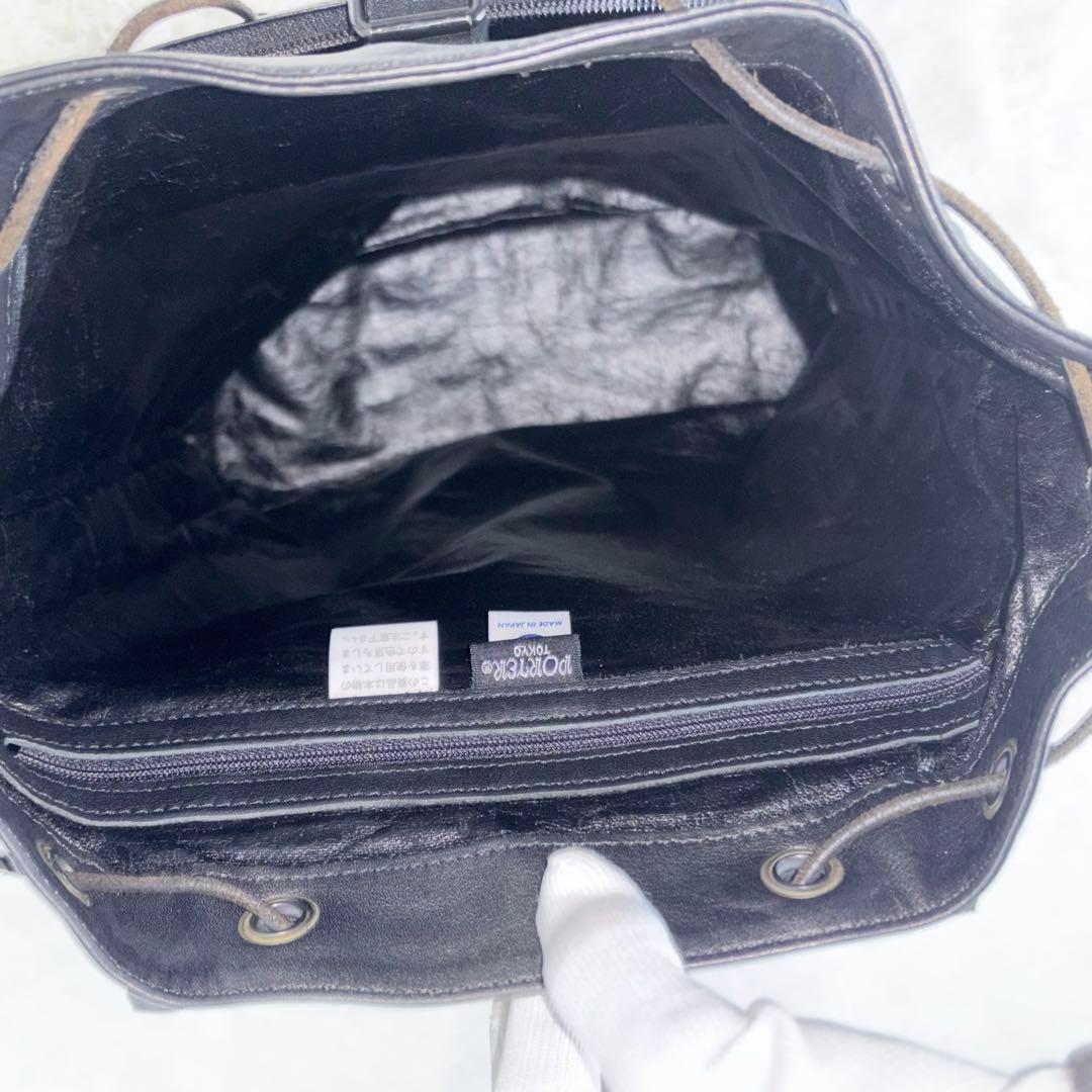 【美品】PORTER ポーター コルチナ リュック オールレザー ブラック