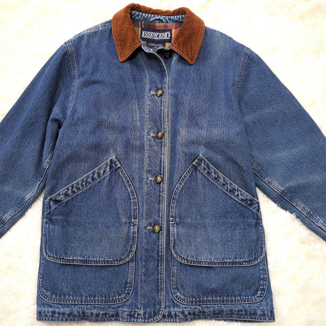 90s LANDS' ENDランズエンドデニムハンティングジャケットコーディロイ