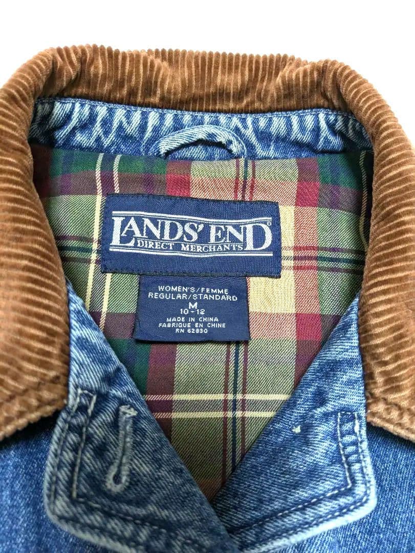 90s LANDS' ENDランズエンドデニムハンティングジャケットコーディロイ