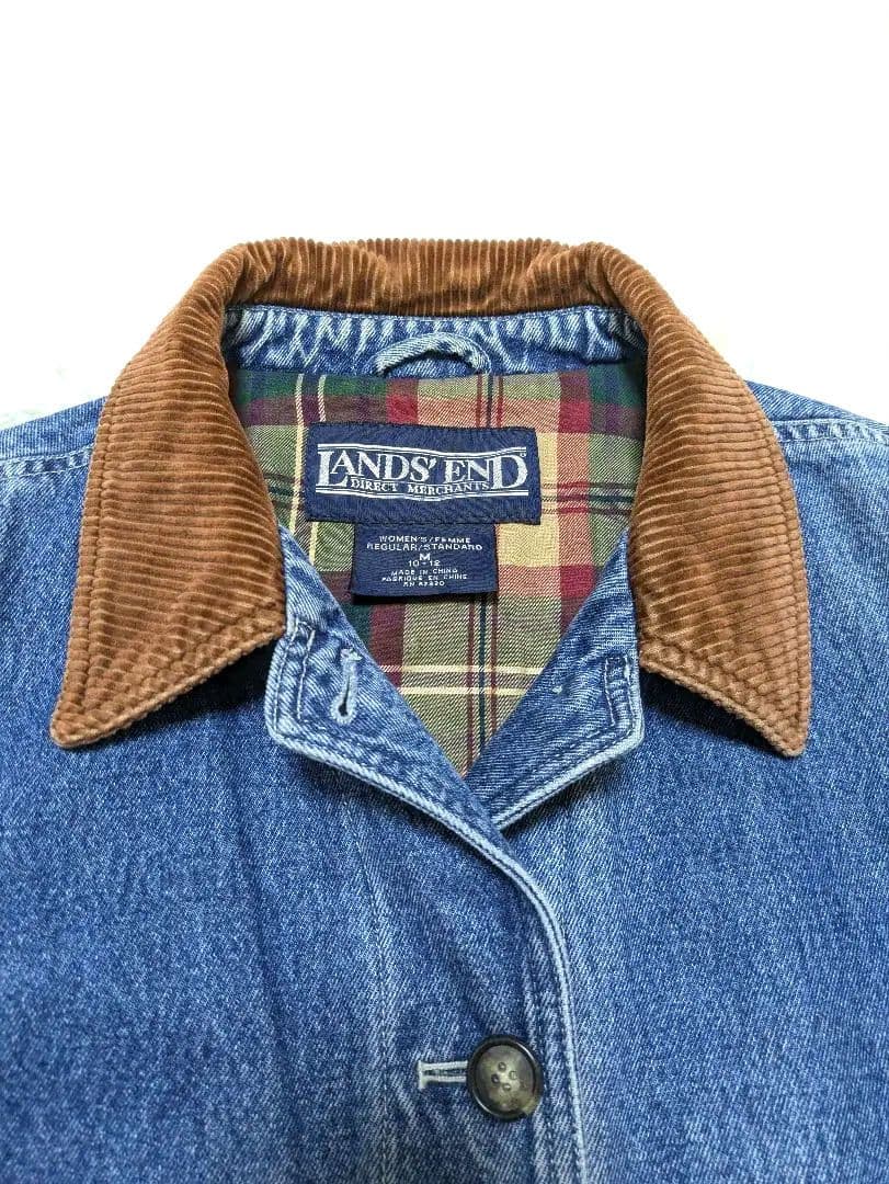 90s LANDS' ENDランズエンドデニムハンティングジャケットコーディロイ