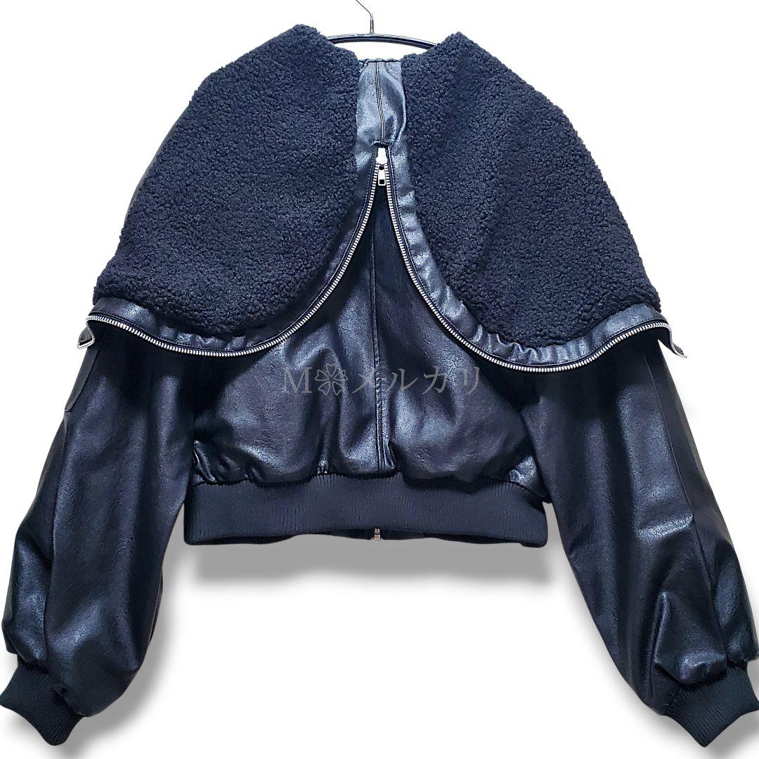 あ*様 新品未使用フェイクレザーN2BブルゾンHAREハレ2wayビックフード春